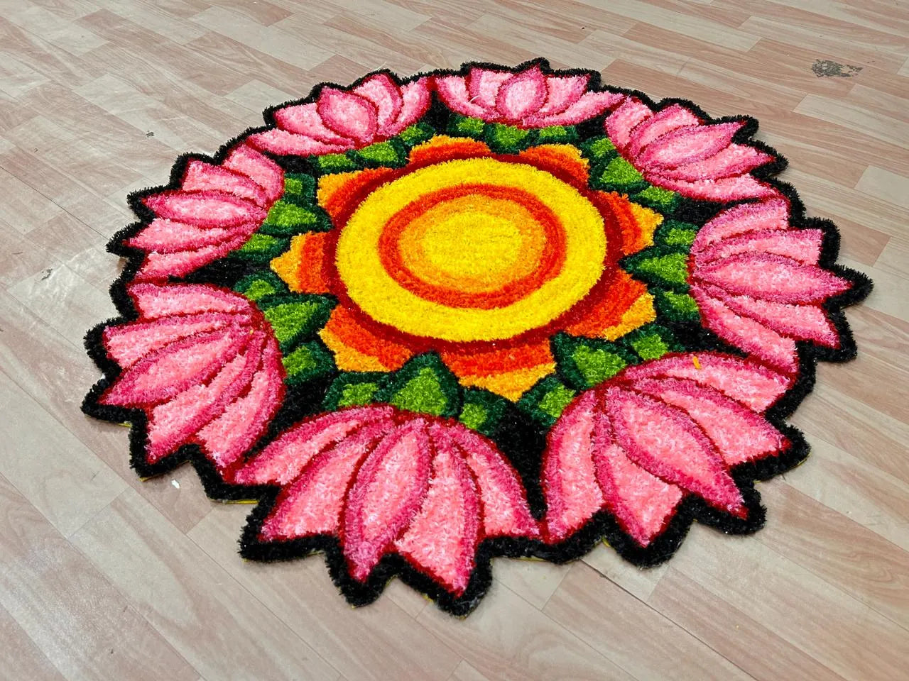 Lotus Rangoli Mat 3ft Size for Festival Decor and Housewarming Decor