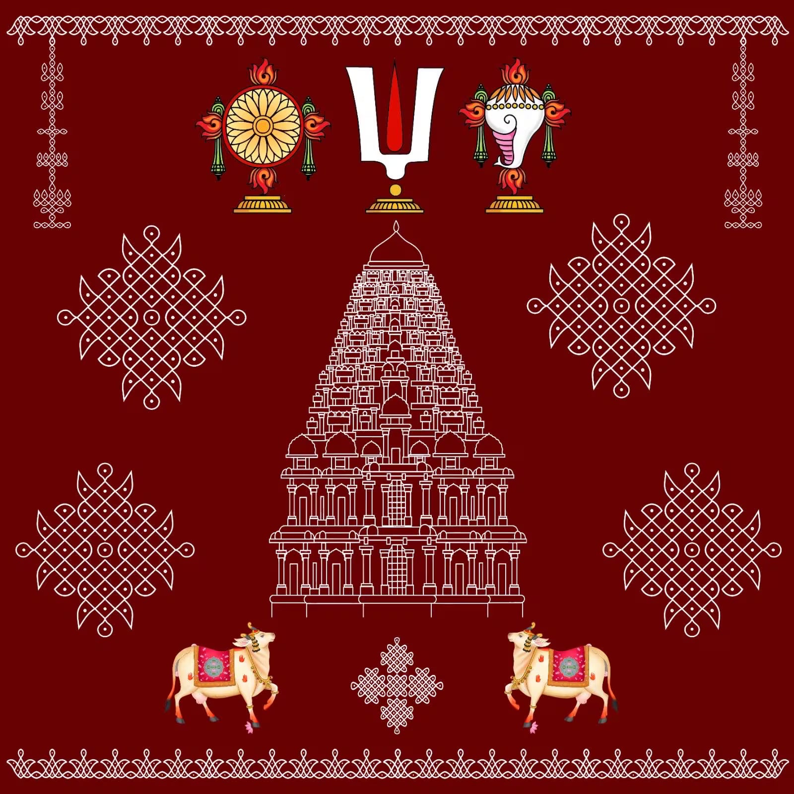 Balaji Namam Backdrop (4FT-8FT) and 8ft - 8FT Cloth for Pooja Decoration,Satyanarayan Pooja, Traditional Background Cloth for Festival.