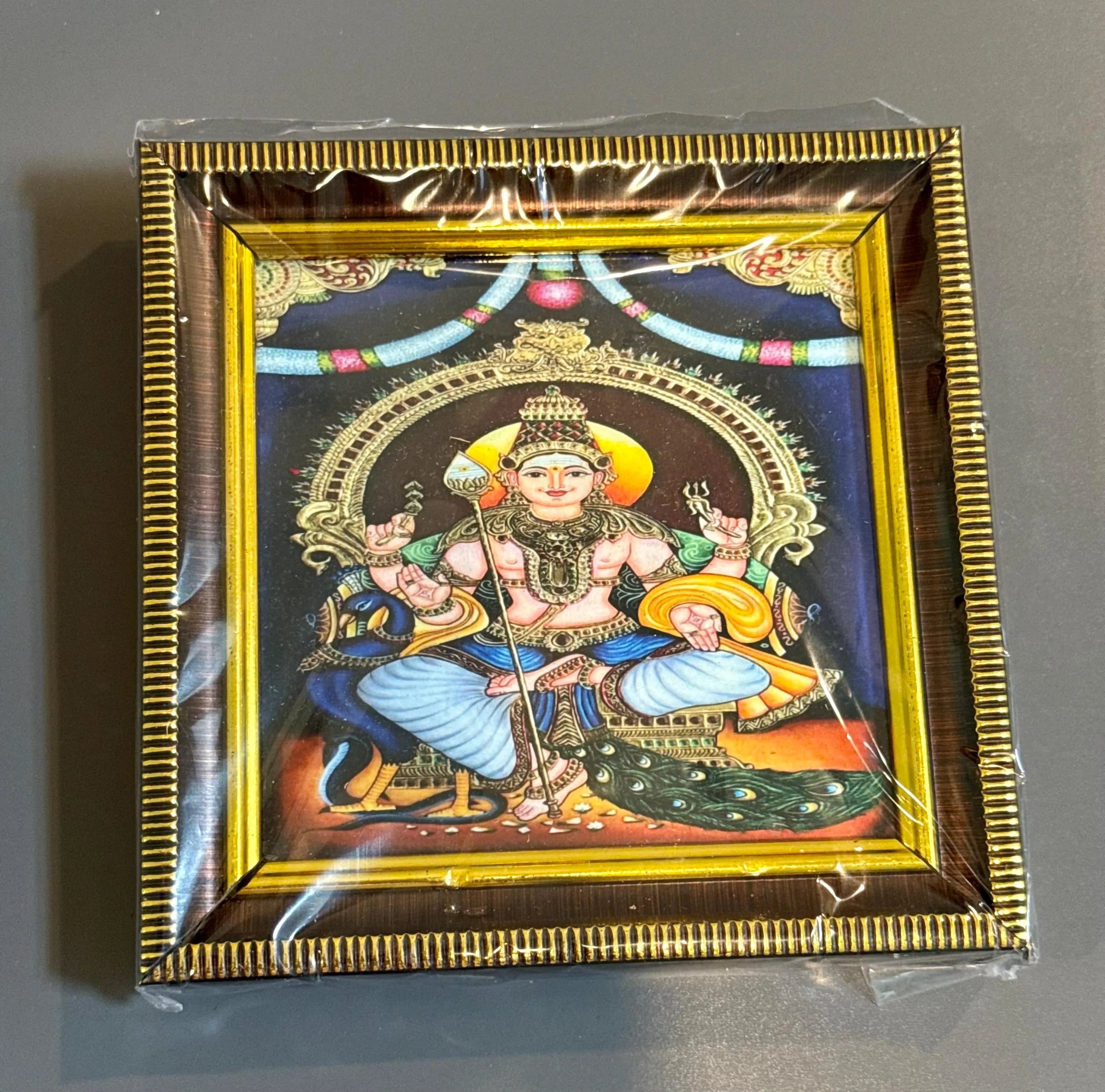 Tanjore Style Hindu God Photo Frame: Small Altar Decor