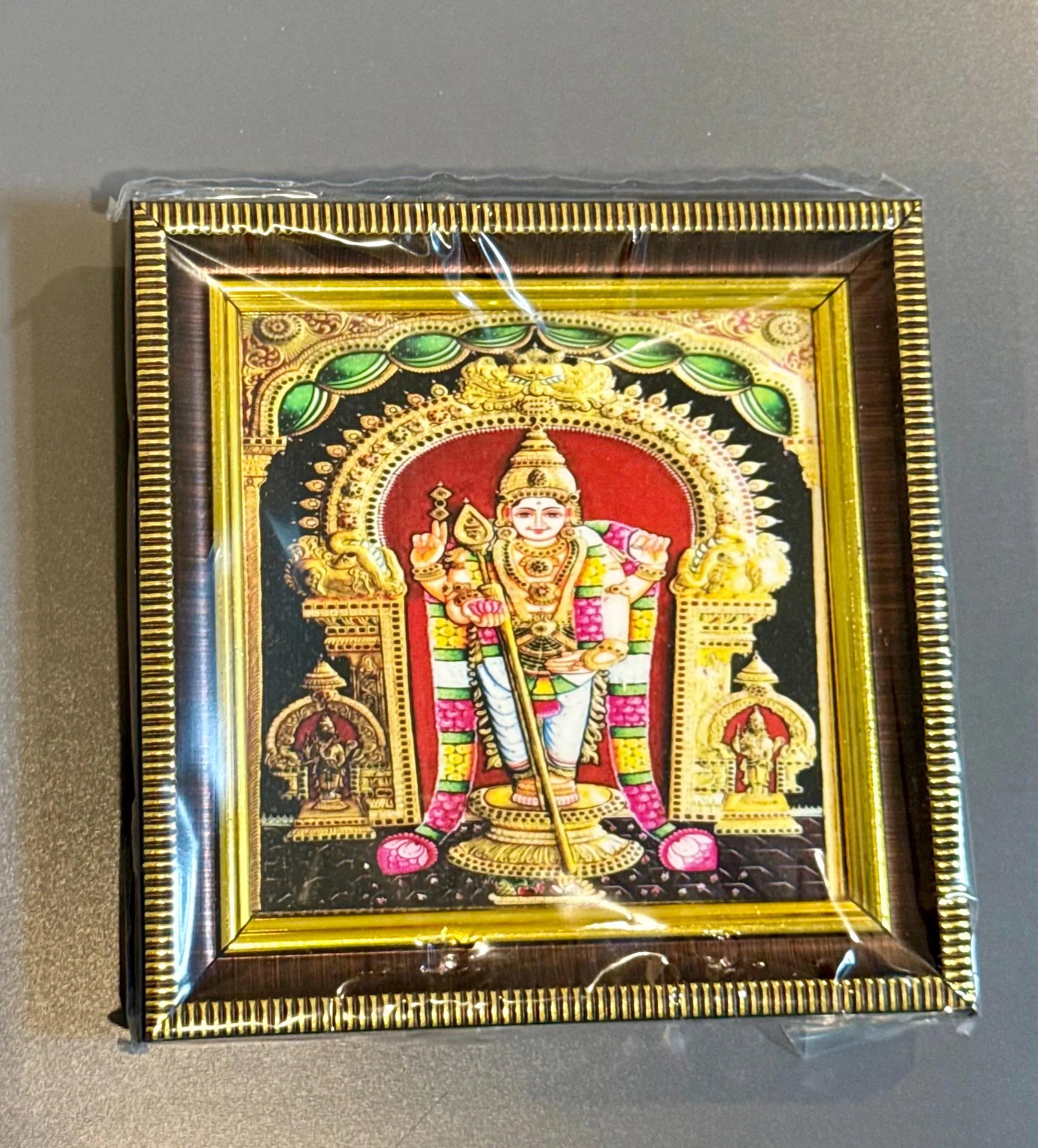 Tanjore Style Hindu God Photo Frame: Small Altar Decor