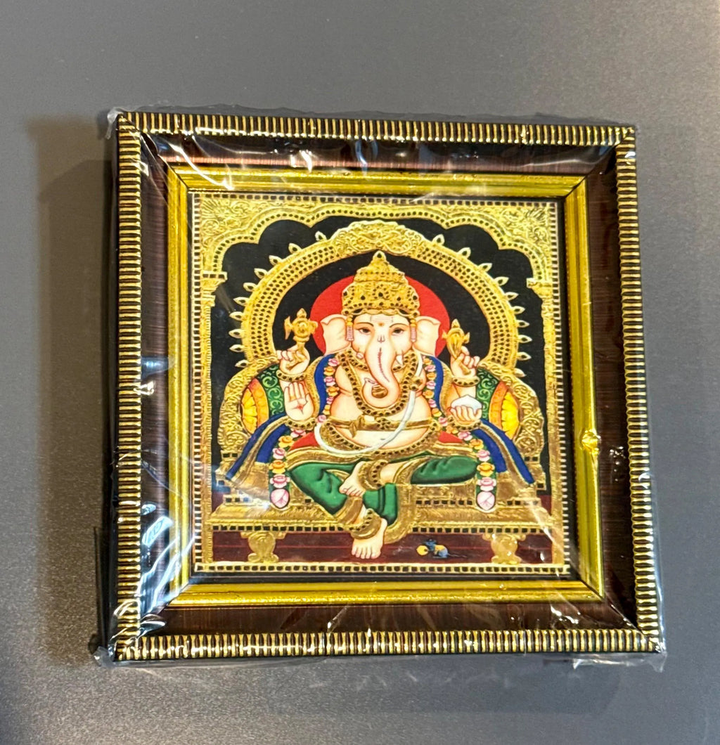 Tanjore Style Hindu God Photo Frame: Small Altar Decor